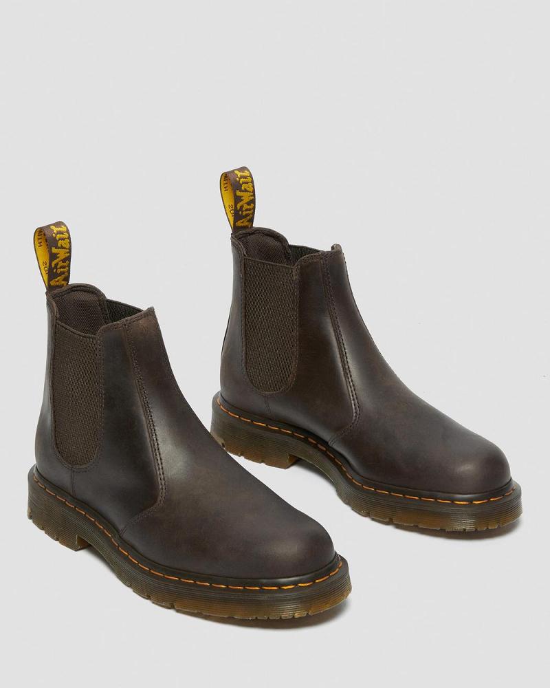 Men's Dr Martens 2976 Slip Resistant Leather Ankle Boots Dark / Brown | AU 424TCE